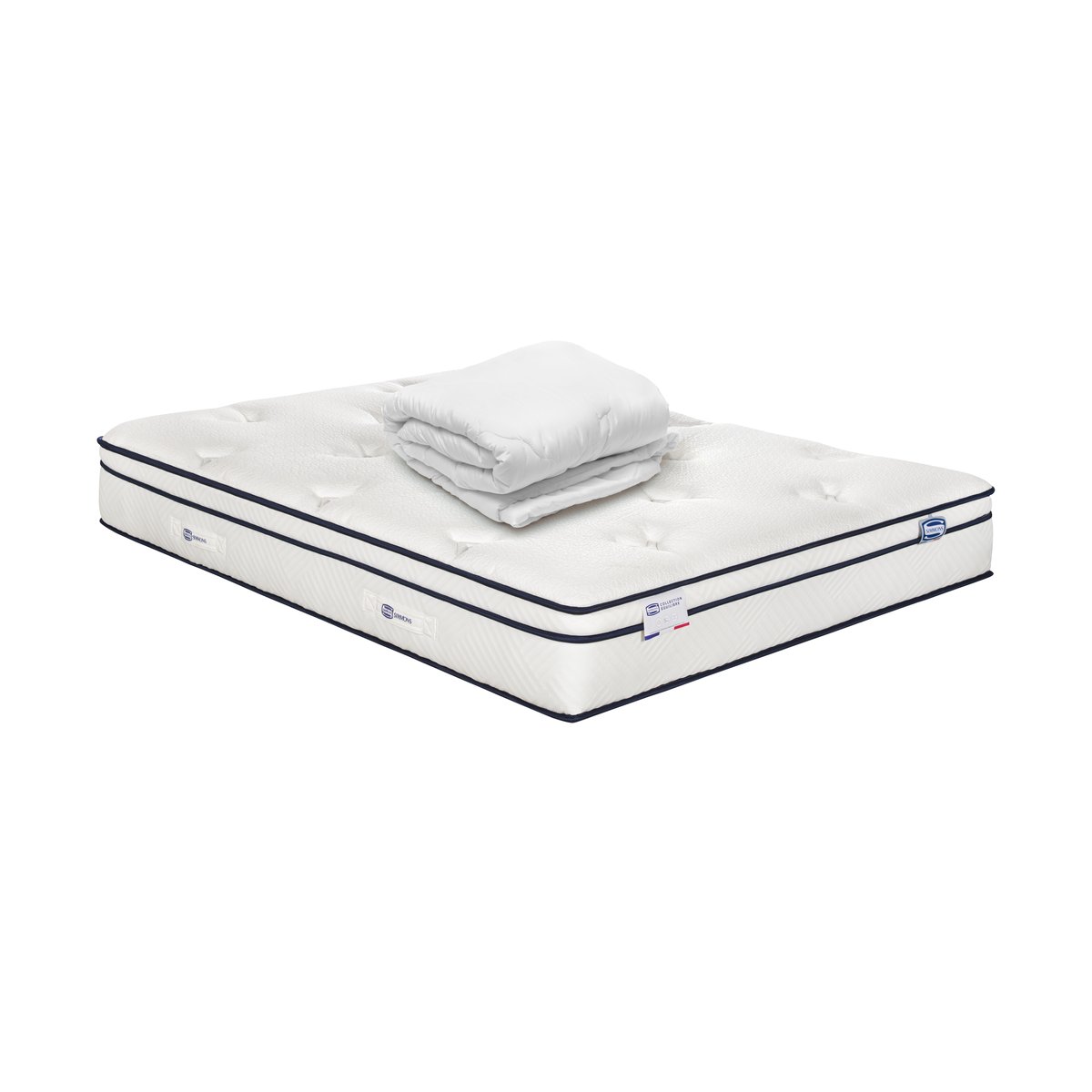 Matelas INEGALE 140x190 Hybride, ferme H27 + couette blanc, SIMMONS