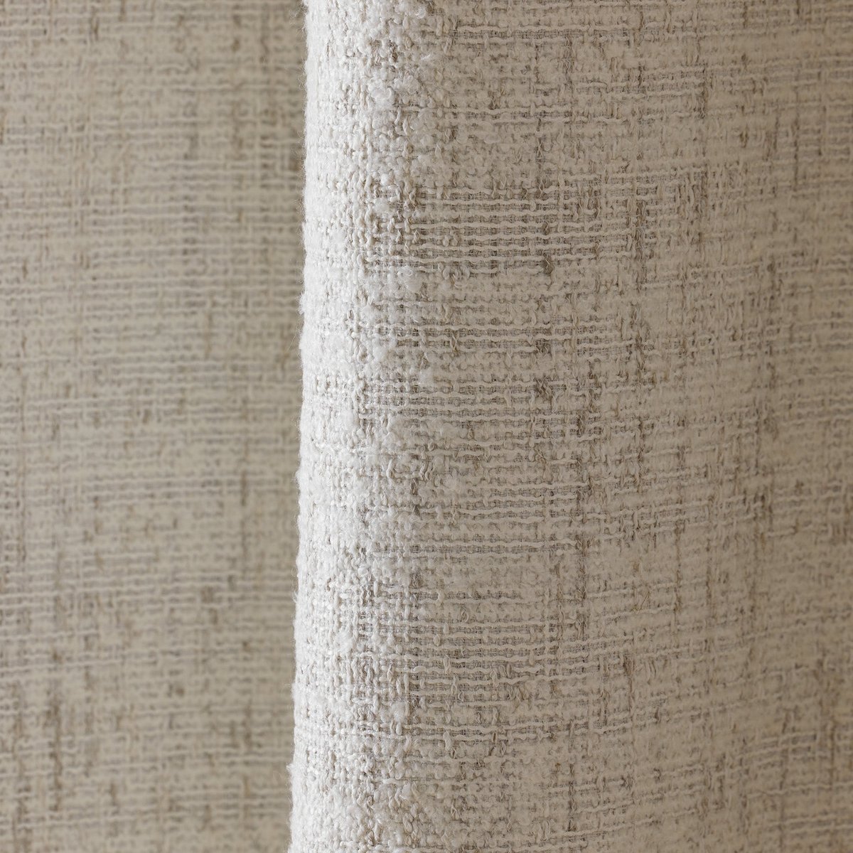 Rideau Oeillets Doublé Occultant en Jacquard effet tweed bouclé MERYBELLE ivoire, MADURA