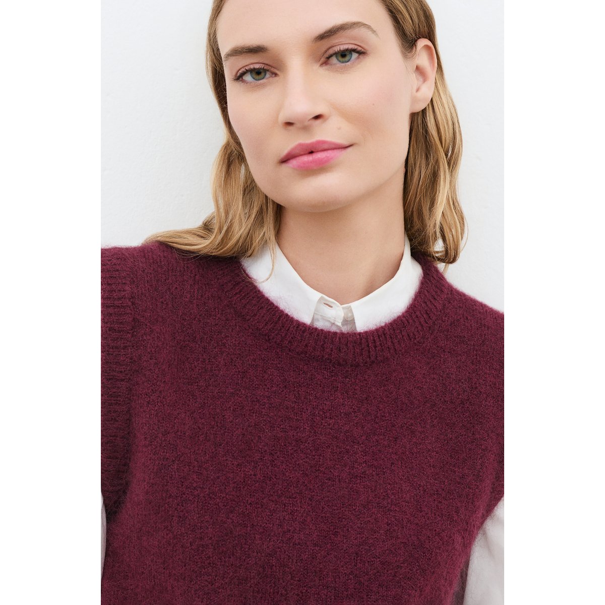 Pull droit col rond alpaga MDOUG bordeaux, CAROLL