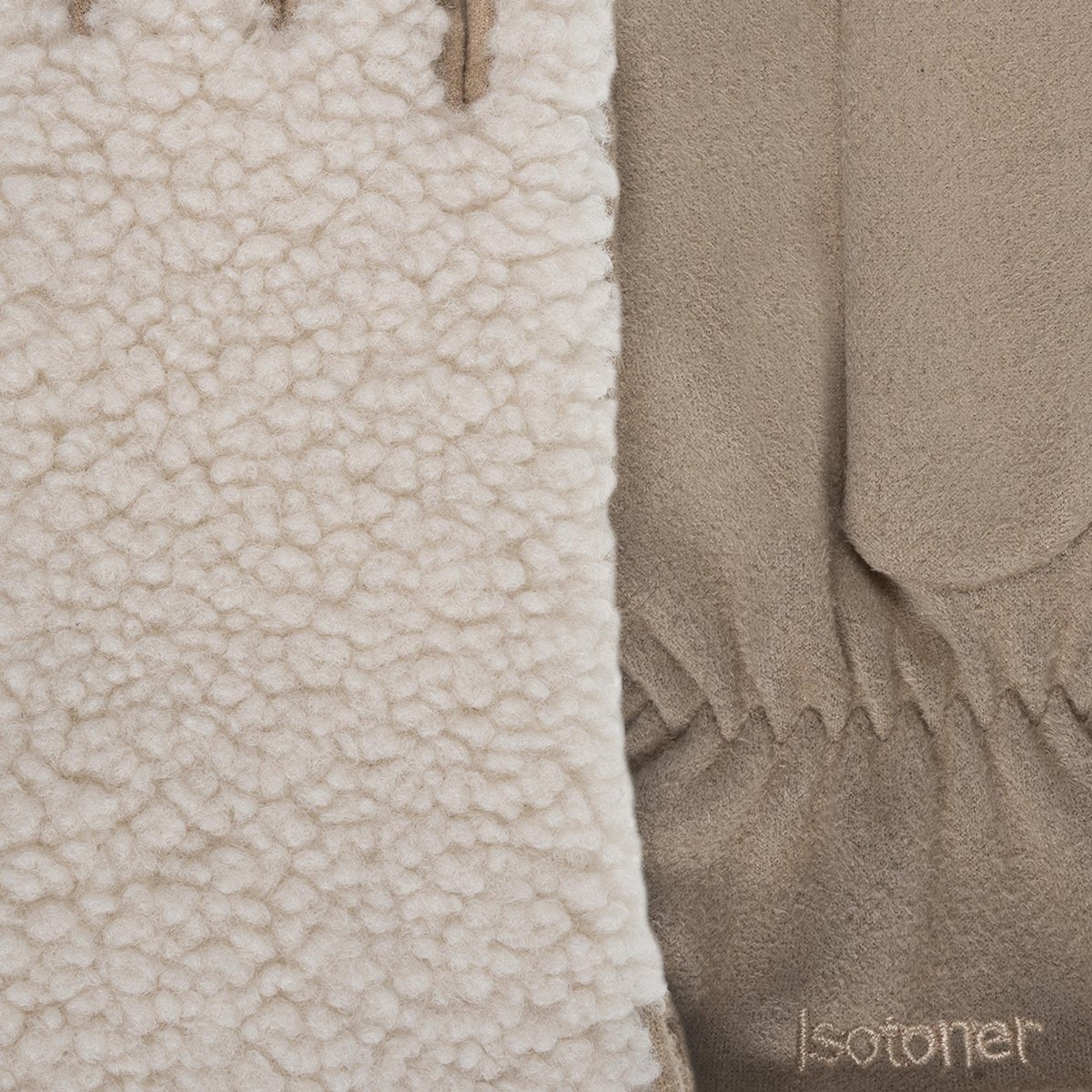 Gants smartouch taille unique sherpa doublé imitation fourrure beige, ISOTONER