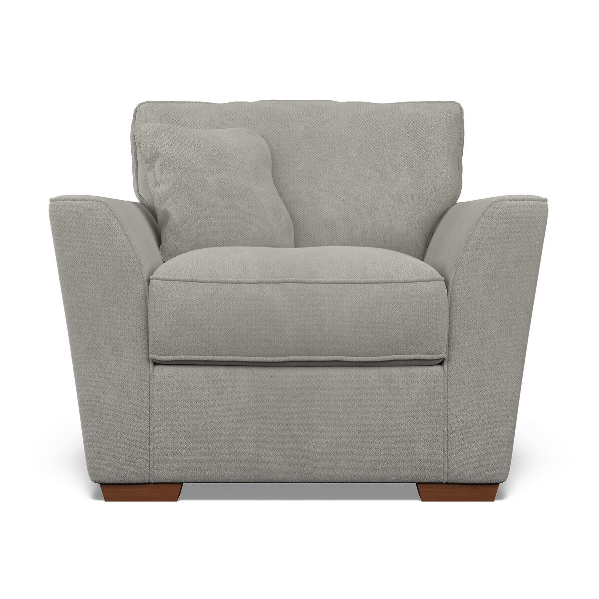 Florence Soft Brushed Armchair with Dark Wood Legs silver, ÉDITÉ