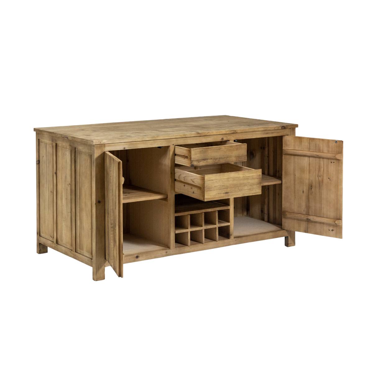 Îlot central en bois recyclé GARANCE bois clair, MADE IN MEUBLES