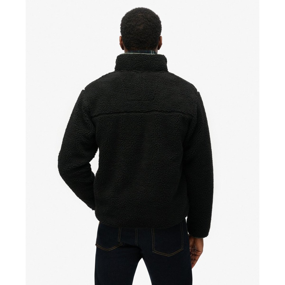 Polaire sherpa zippée avec poche noir, SUPERDRY