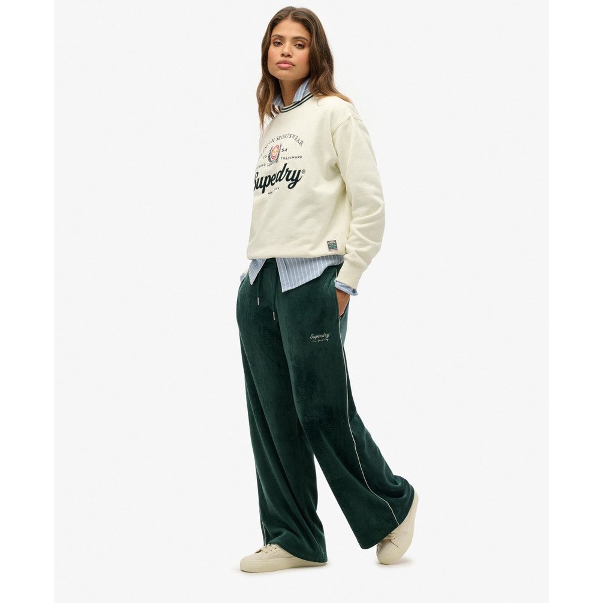 Pantalon de survêtement en velours Country Club vert émail, SUPERDRY