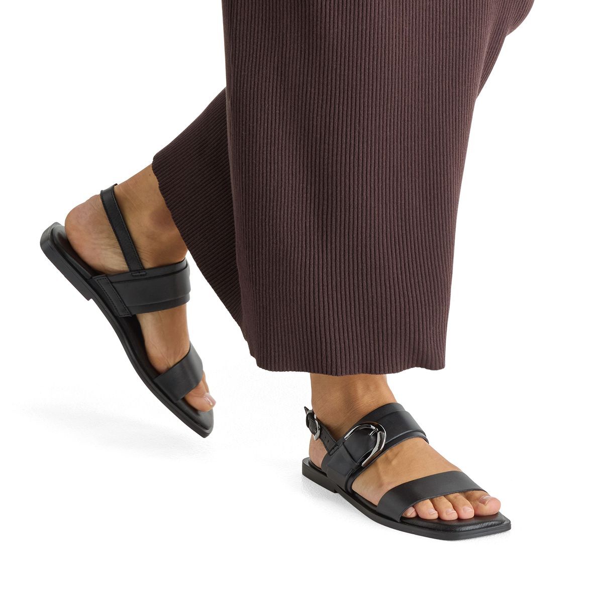 Sandale en cuir noir, TAMARIS