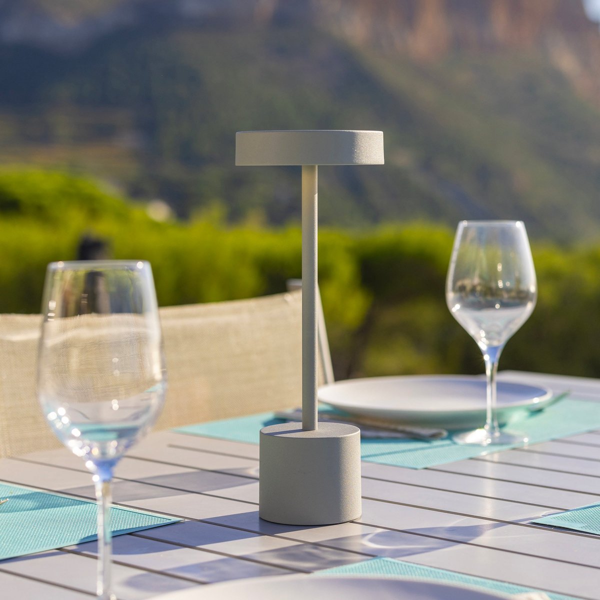 Lampe de table sans fil touch LED ROBY gris, LUMISKY