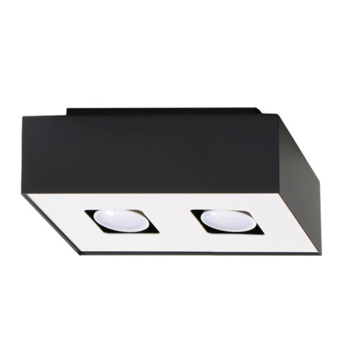 Plafonnier Acier Noir/Blanc GU10 2 Mono noir, EDEN