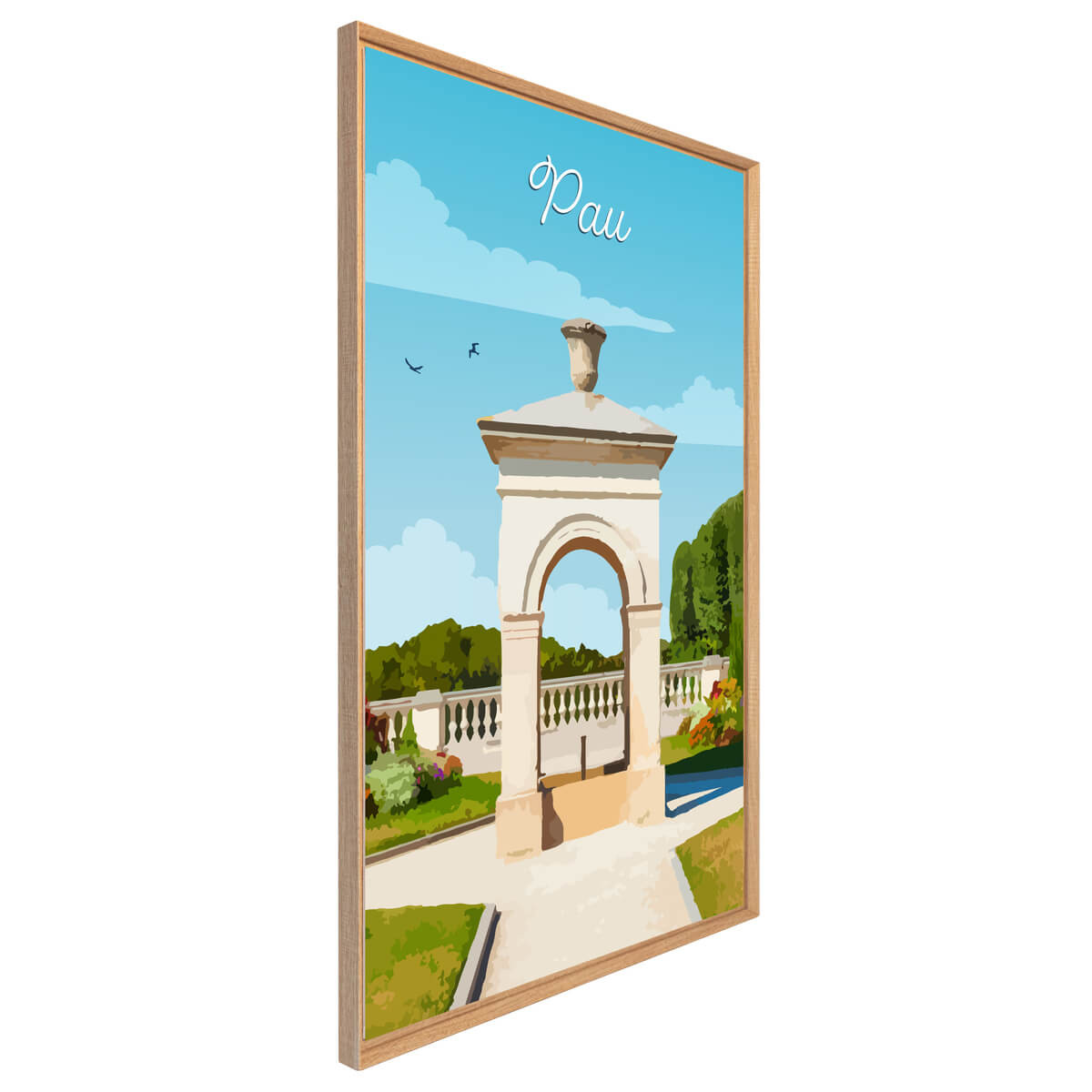 Tableau Mural Illustration Jardin Pau ILLUSTRATION vert-fibres de bois, CEANOTHE