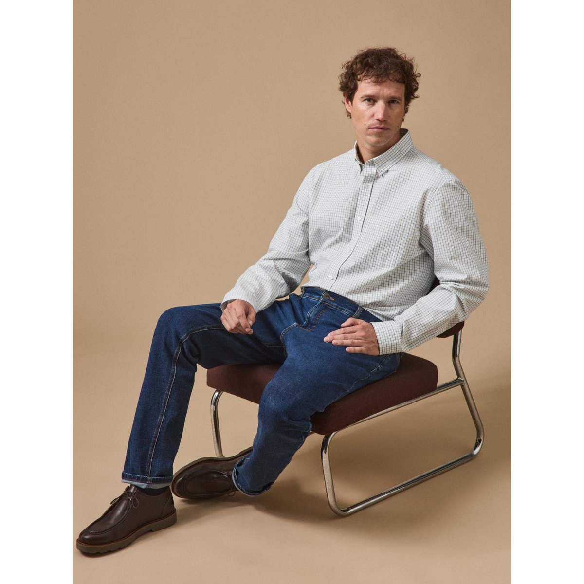 Chemise carreaux Tattersall - coupe contemporaine tattersall bleu/vert, CYRILLUS