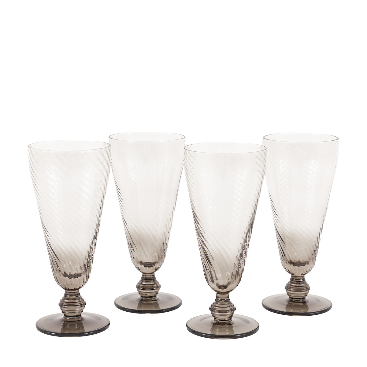Set of 4 Vela Champagne Flutes in Smoked Grey grey, ÉDITÉ
