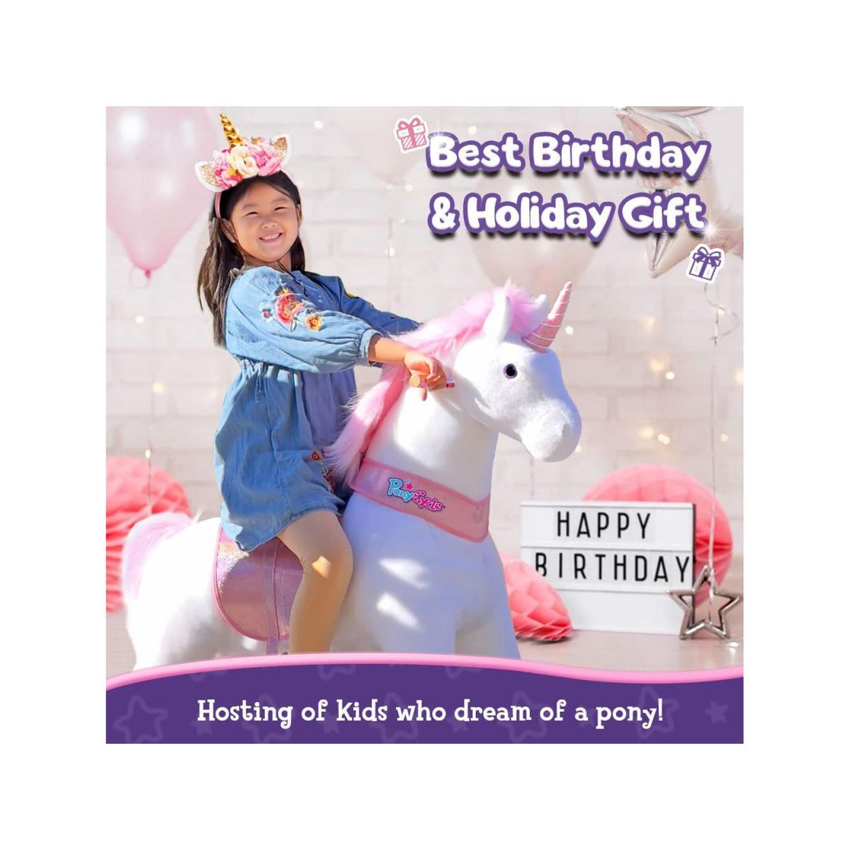 Ponycycle Licorne rose à monter Age 7 ans + couleur unique, PONYCYCLE