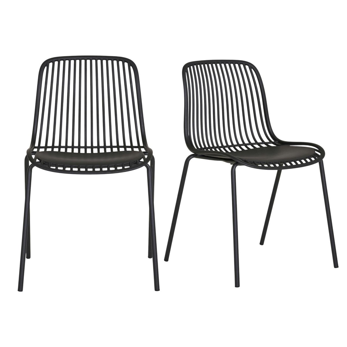 Chaise empilable en polypropylène (lot de 2) ELVA noir, PIER IMPORT