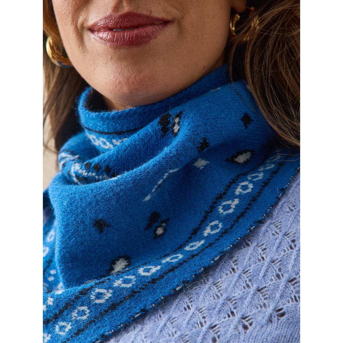 Etole triangulaire style bandana imprimé bleu, DAXON