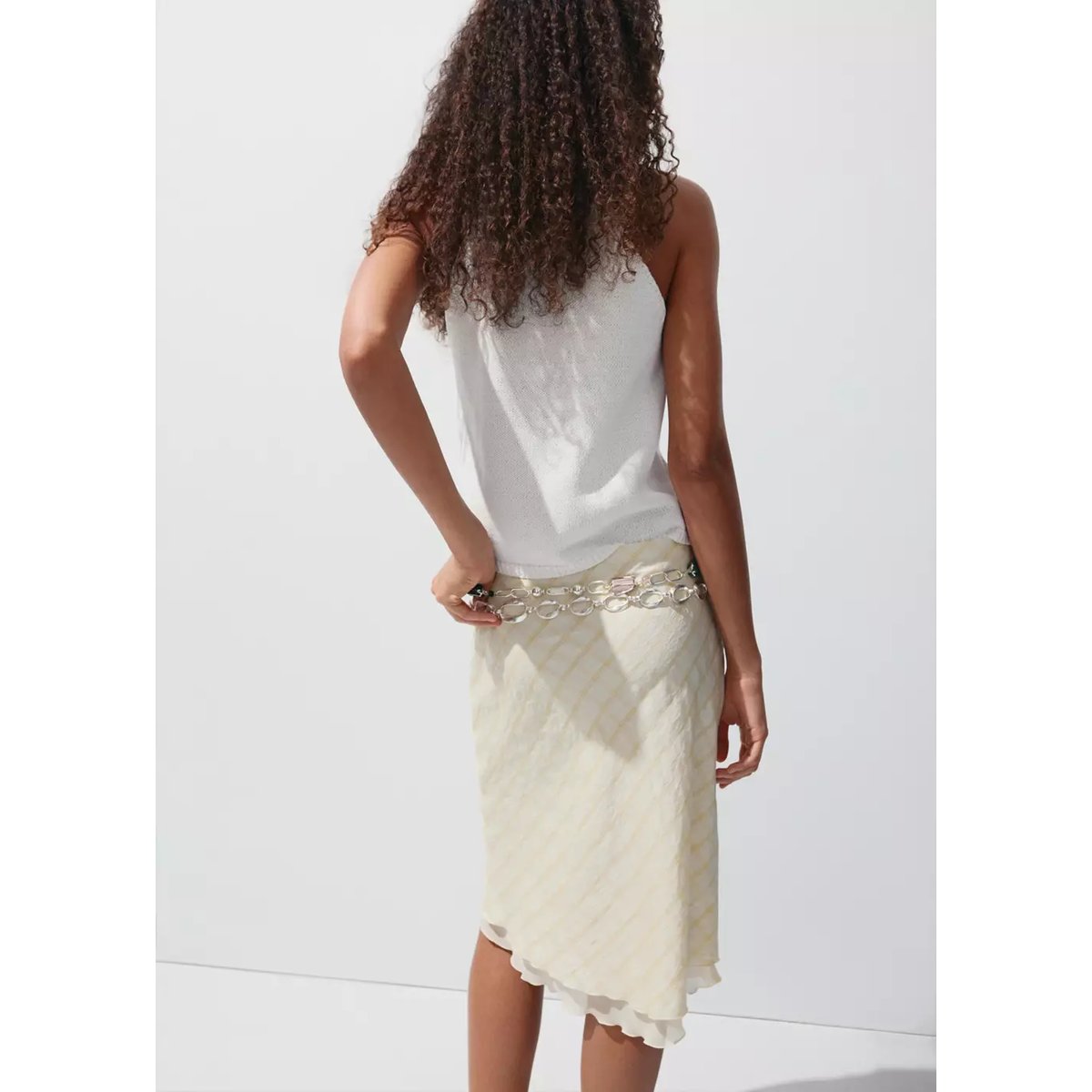 Top maille col bénitier blanc cassé, MANGO