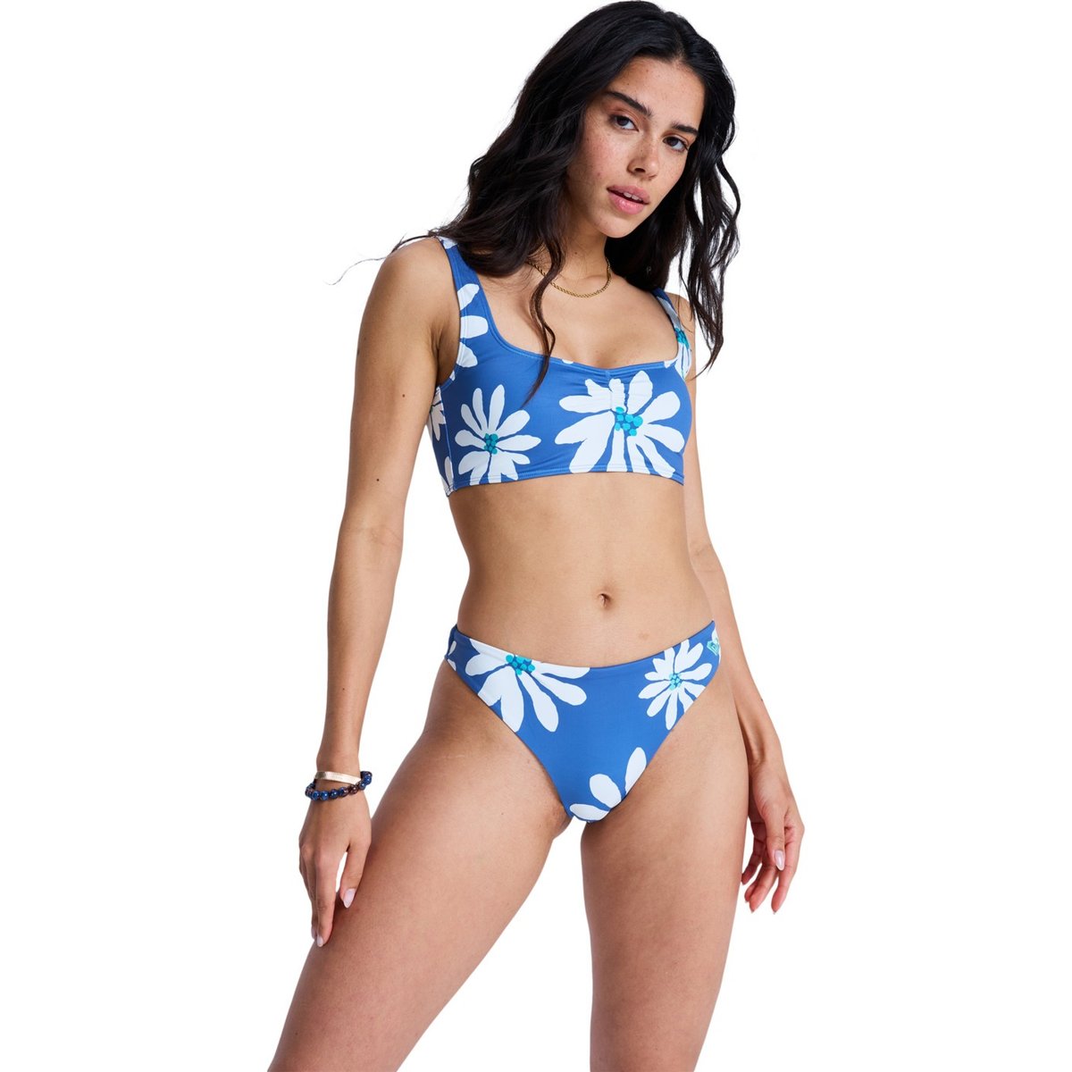 Bas de maillot de bain culotte bikini culotte brésilienne PRINTED ESSENTIALS CHEEKY. bleu dutch blue flower soul, ROXY