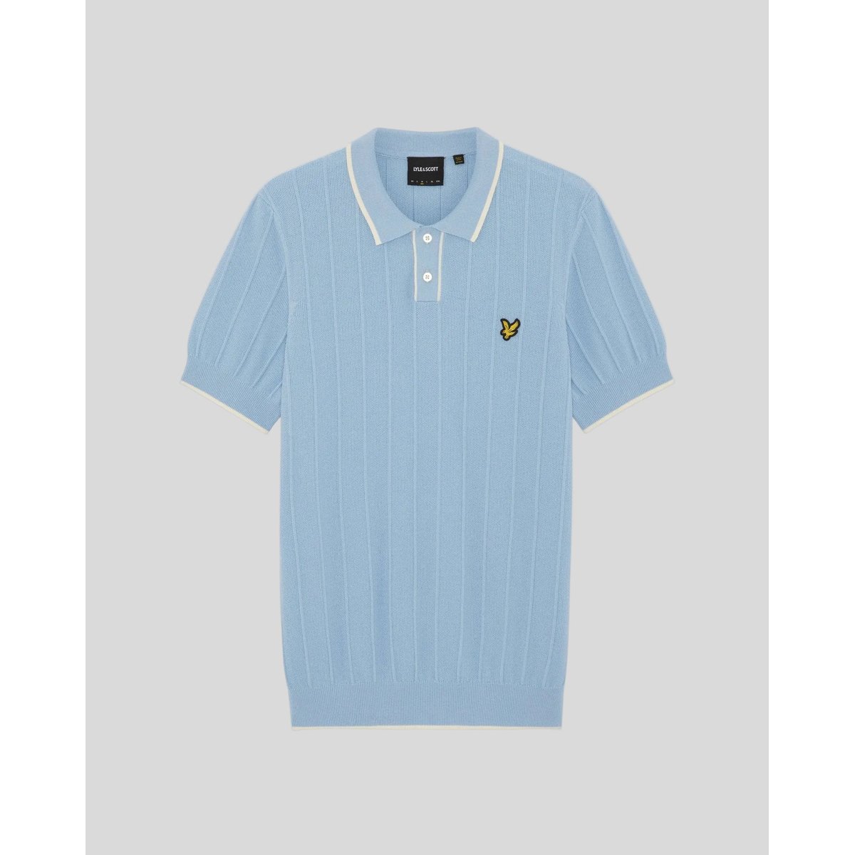 Polo à liserés contrastés en piqué en maille bleu craie, LYLE & SCOTT