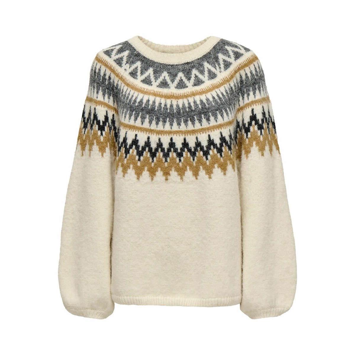 Pull jacquard manches longues gris clair, ONLY