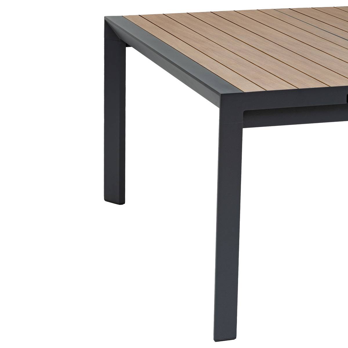Table de jardin extensible carrée 10 places en aluminium effet bois ÉVASION miel, HESPERIDE