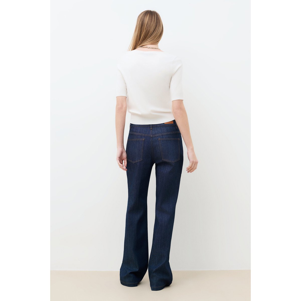 Pantalon flare ceinturé POESIE denim brut, CAROLL