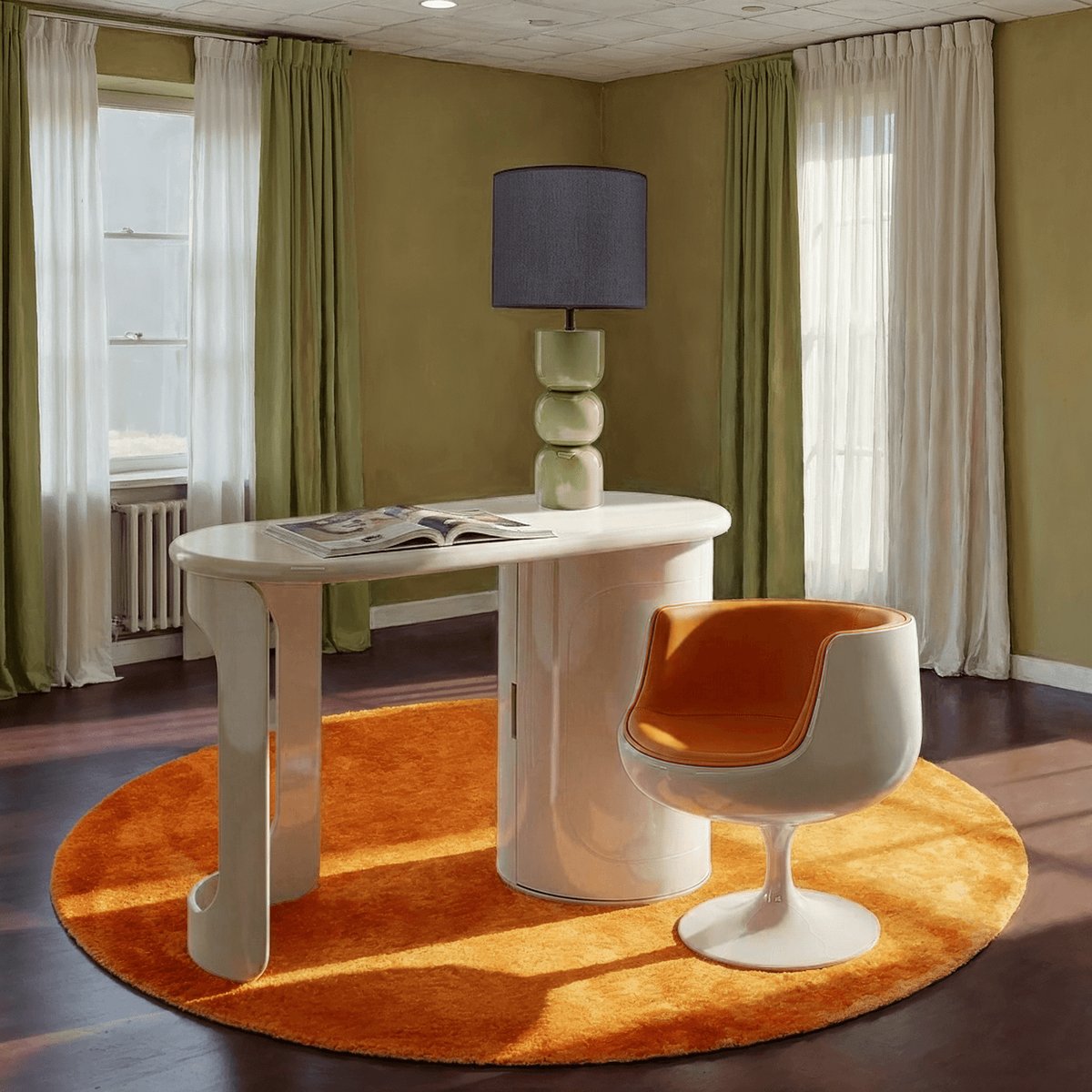 Bureau ovale avec placard, GROOVE marron, KARE DESIGN