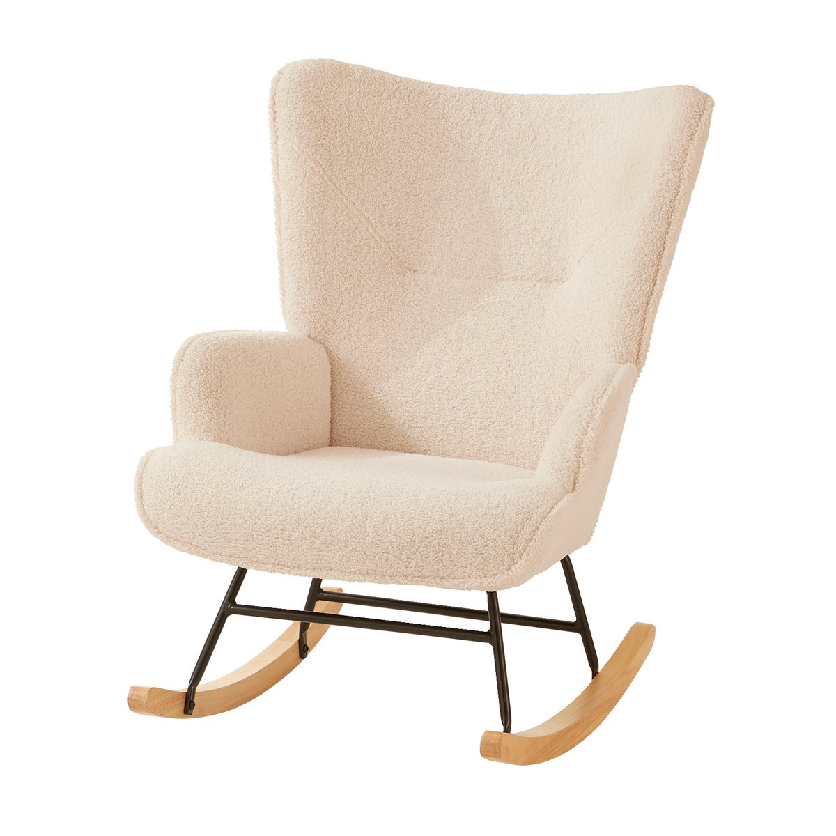 Fauteuil d'allaitement à bascule en tissu bouclette écru, VERTBAUDET