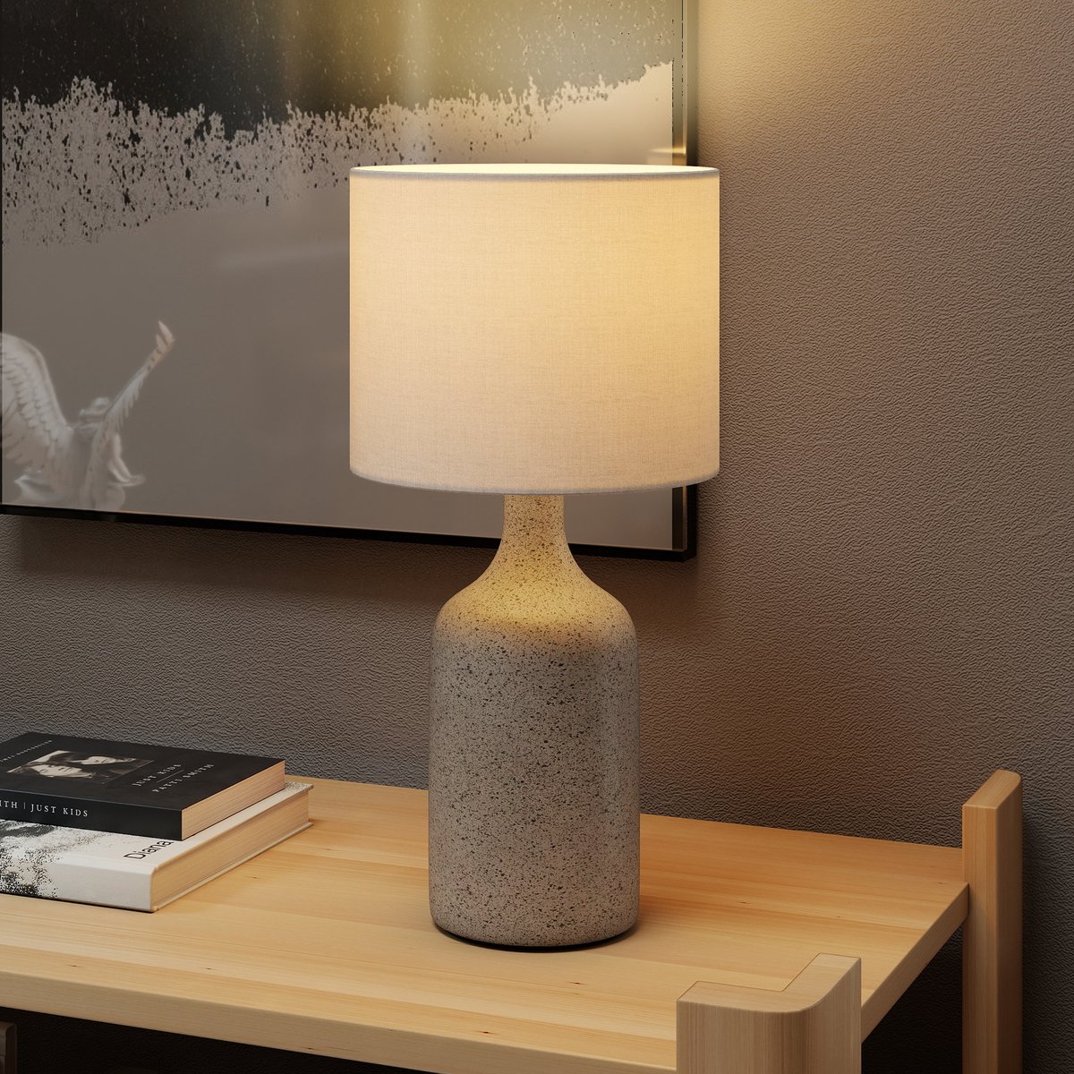 Lampe de table Céramique Sable, Blanc sable et blanc, HOMCOM