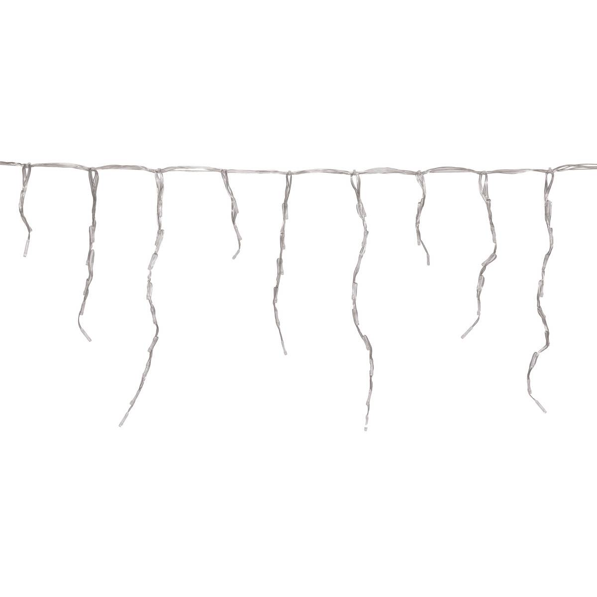 Rideau lumineux stalactite d'extérieur 2 m 120 LED blanc froid à effets avec minuteur sur secteur blanc froid, FEERIC LIGHTS & CHRISTMAS