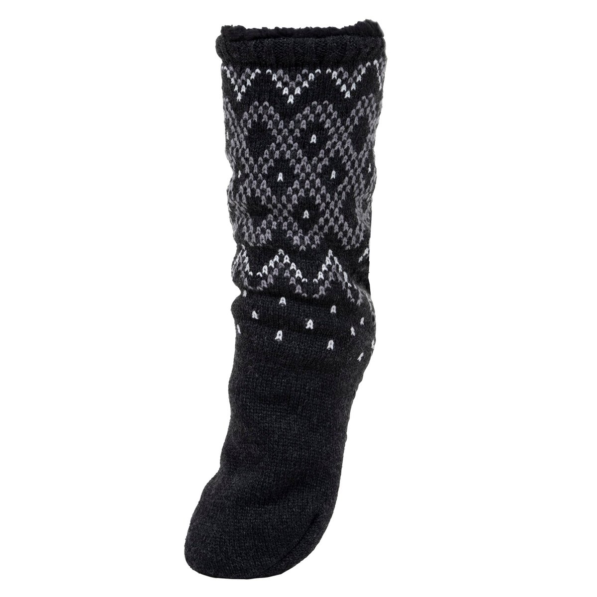 Chaussettes d'intérieur maille jacquard, picots antidérapants gris, ISOTONER