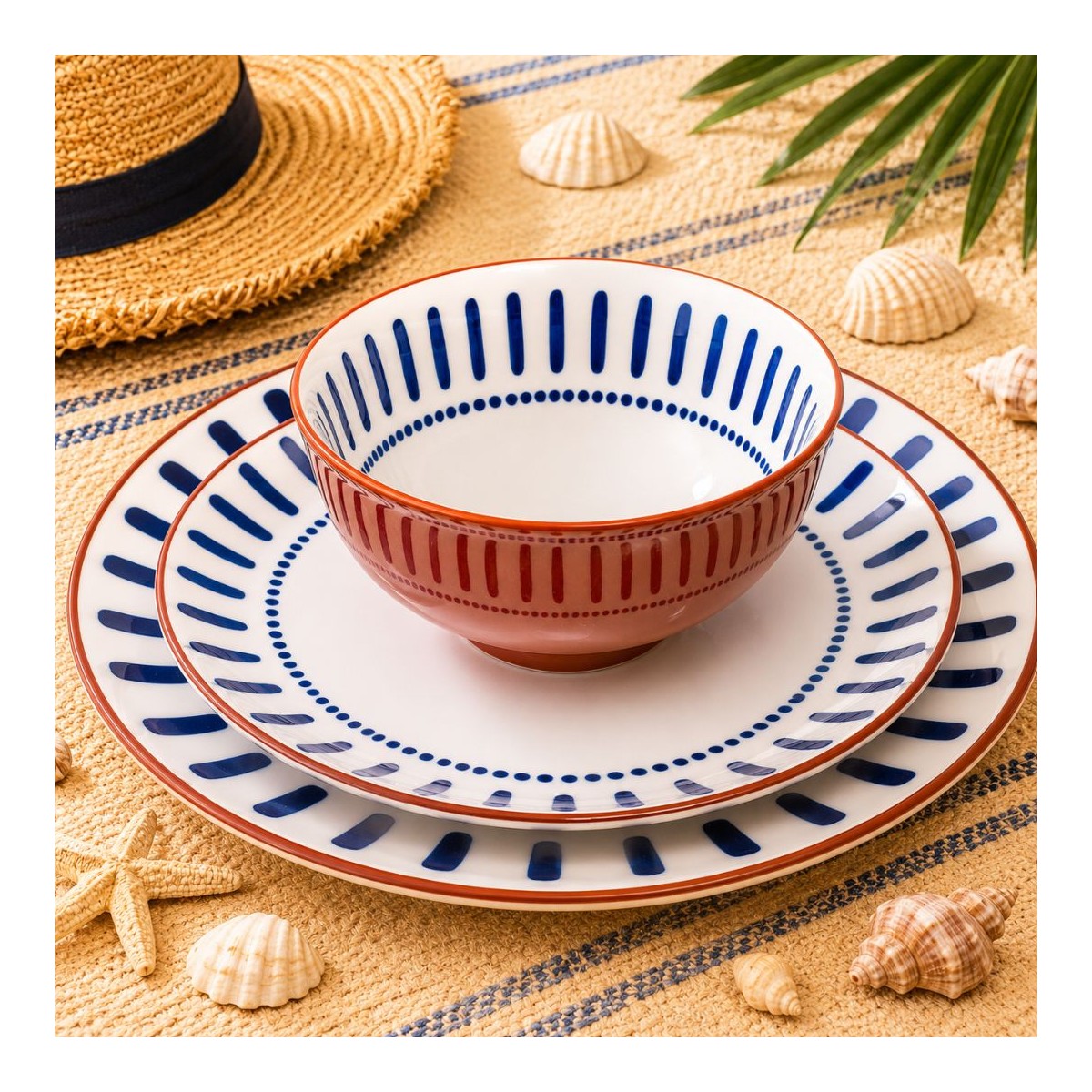 Lot de 6 assiettes à dessert, SANTORIN bleu, ARTIME