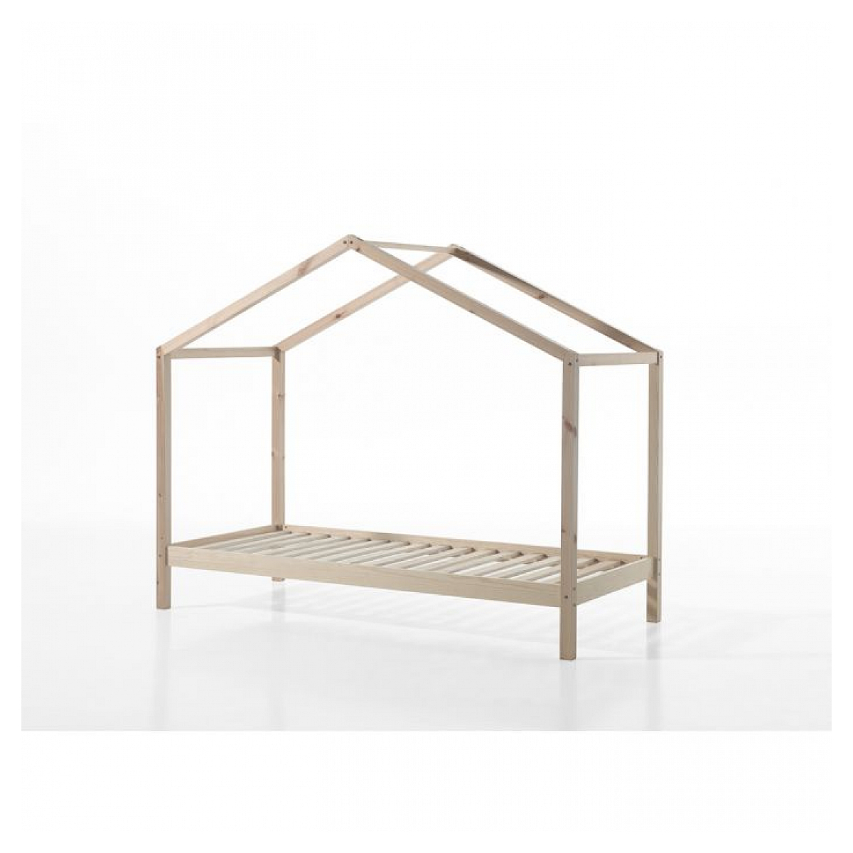 Dallas Lit cabane Naturel + Tente textile Papillon couleur unique, VIPACK