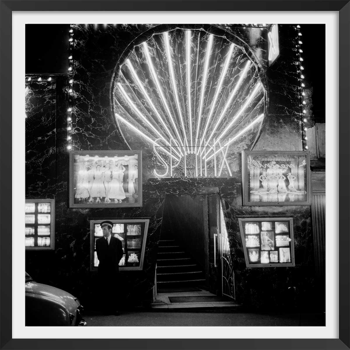Affiche Paris, L'ancien Pigalle -Théatre le Sphinx affiche + cadre en bois - noir, HEXOA