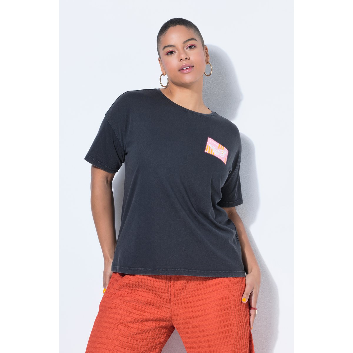 T-shirt oversize, style vintage et imprimés chiné anthracite, STUDIO UNTOLD