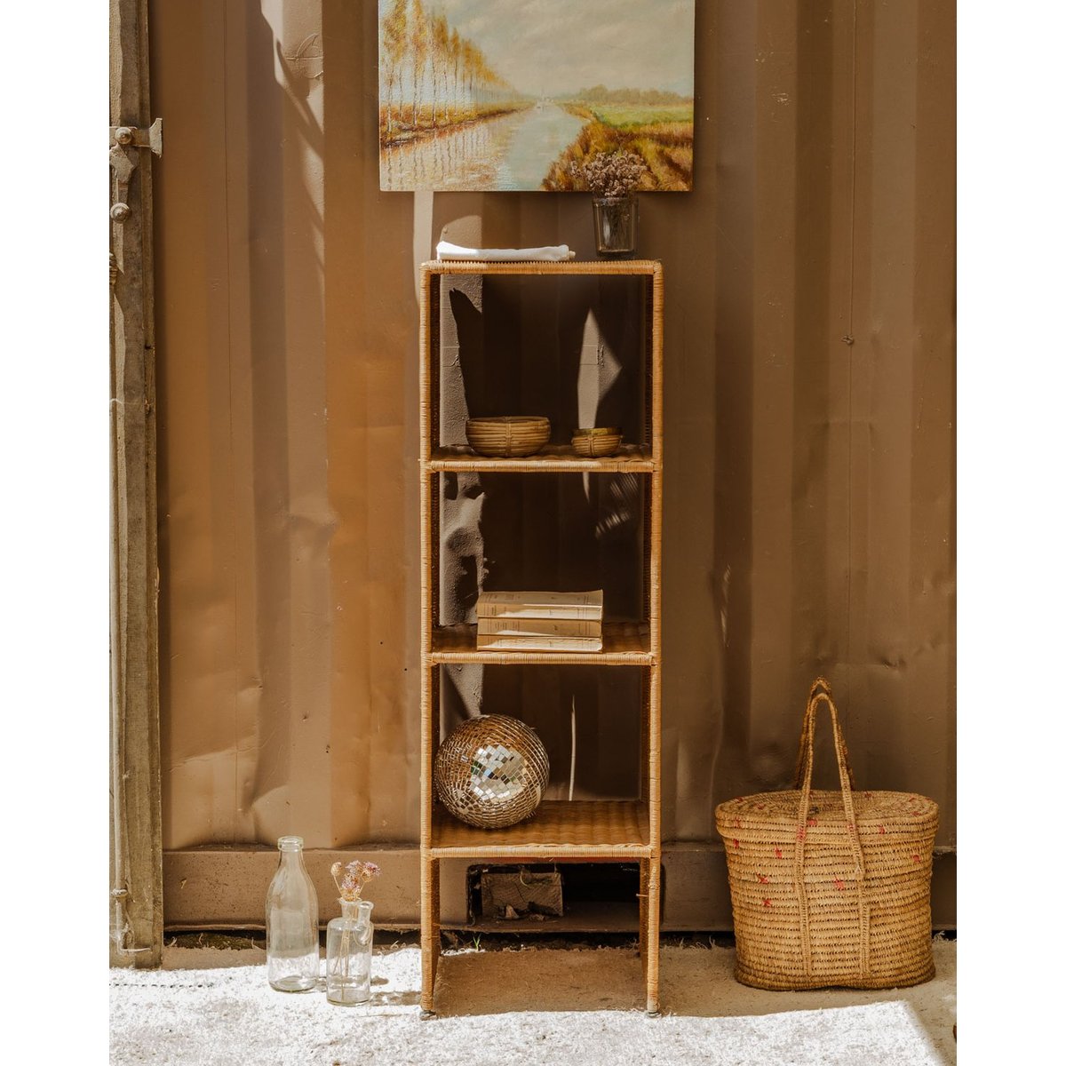 Étagère en rotin Gaëlle N°1446 - Bon état beige, DEBONGOUT