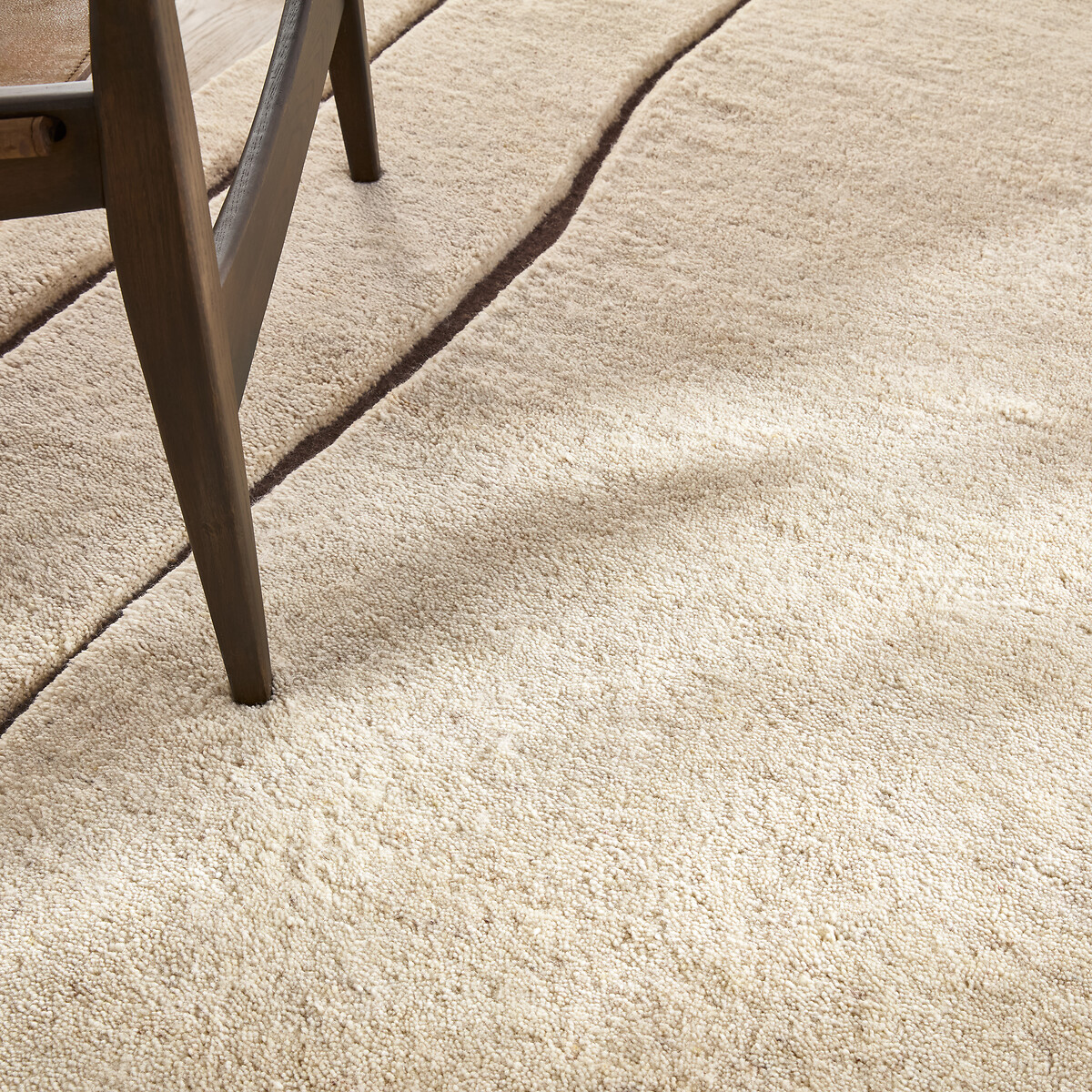 Tapis noué à la main, en pure laine, TORRENCE naturel/marron, AM.PM