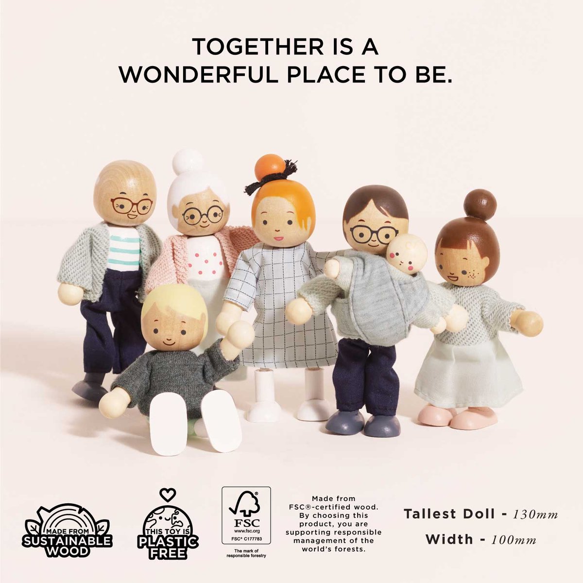 Famille de poupées multicolore, LE TOY VAN