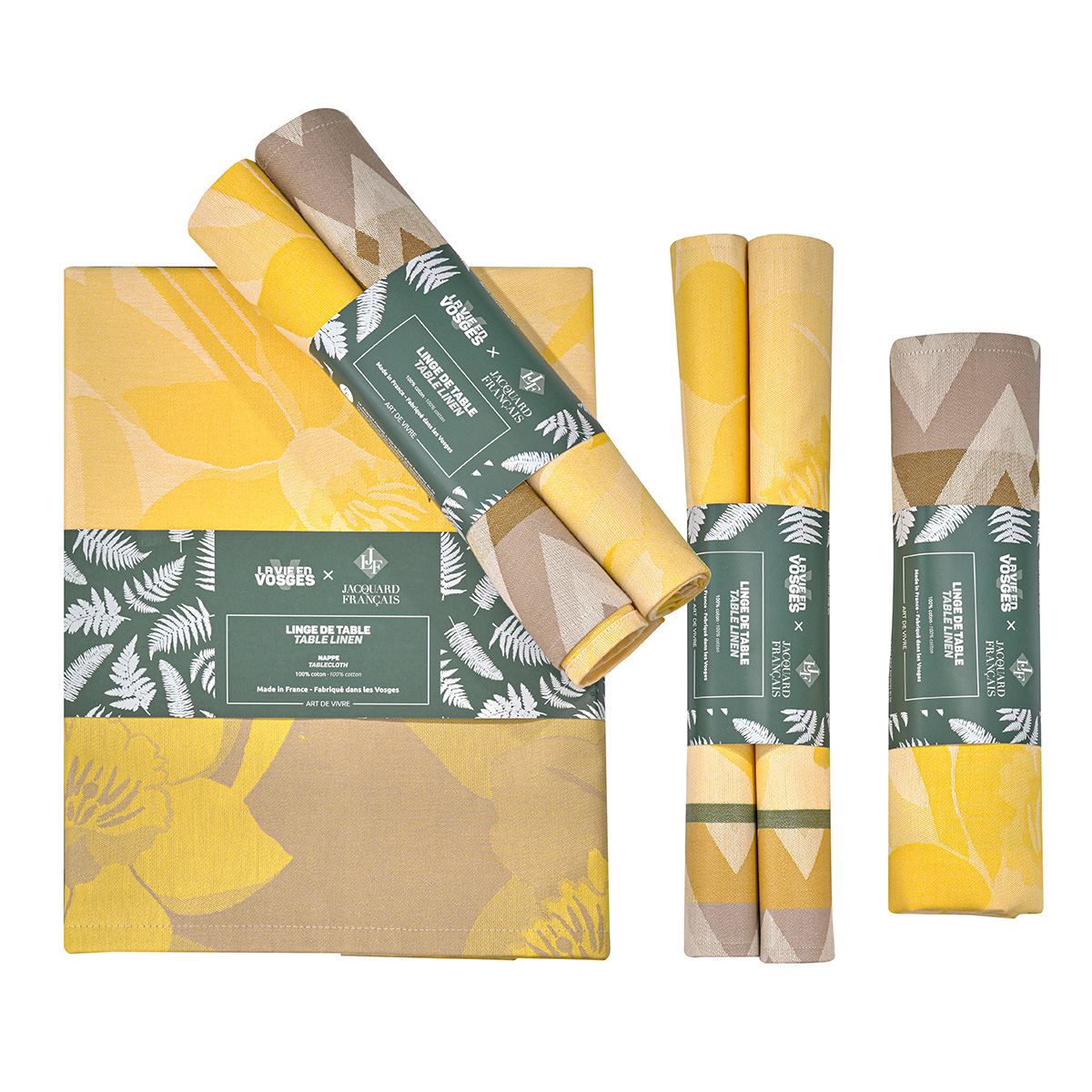 Lot de 2 sets de table enduit en Coton, LA VIE EN VOSGES soleil, LE JACQUARD FRANCAIS