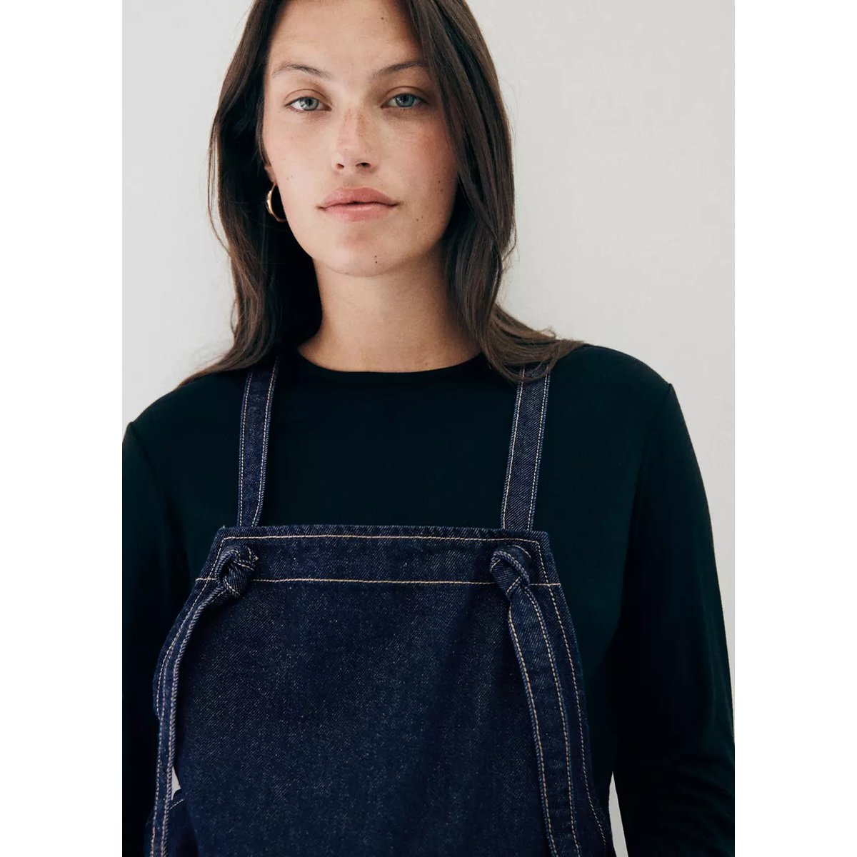 Salopette de grossesse en jean bleu, MANGO