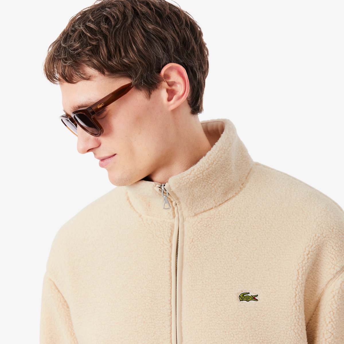 Veste sherpa col montant beige-056, LACOSTE