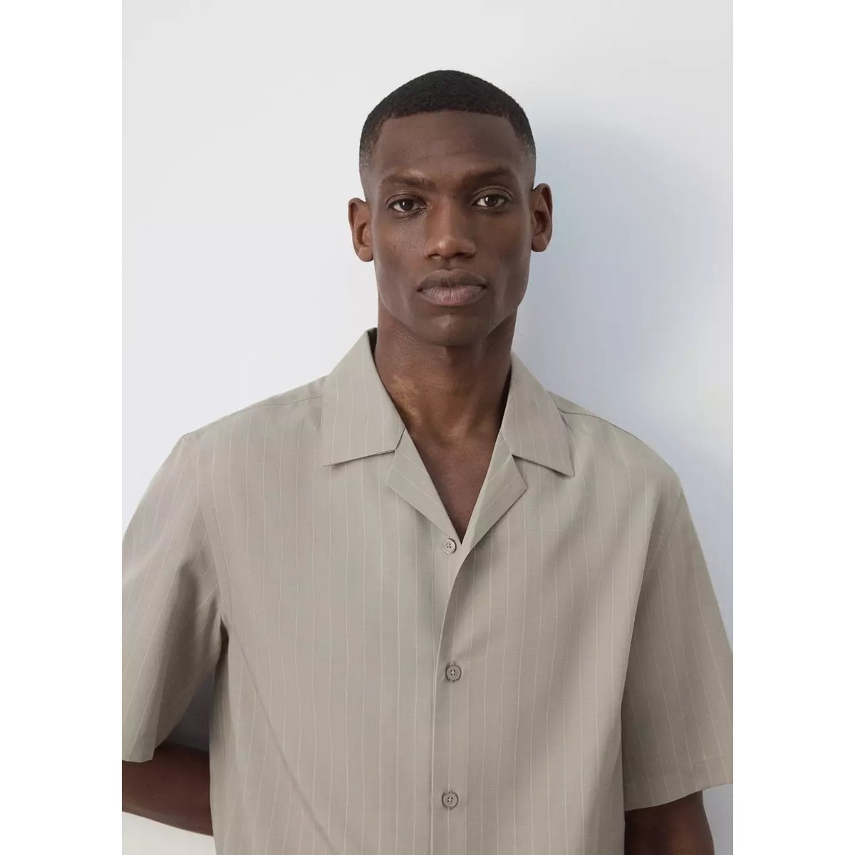 Chemise en mélange de lyocell à rayures marron moyen, MANGO MAN