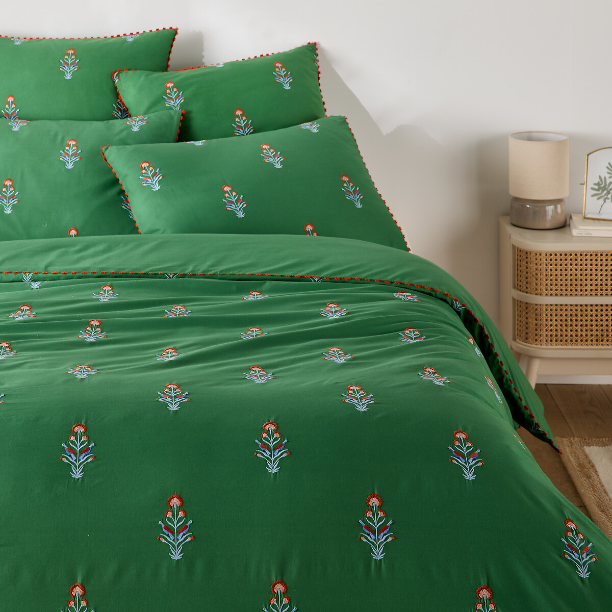 Housse de couette en coton lavé, DYLIS vert, LA REDOUTE INTERIEURS