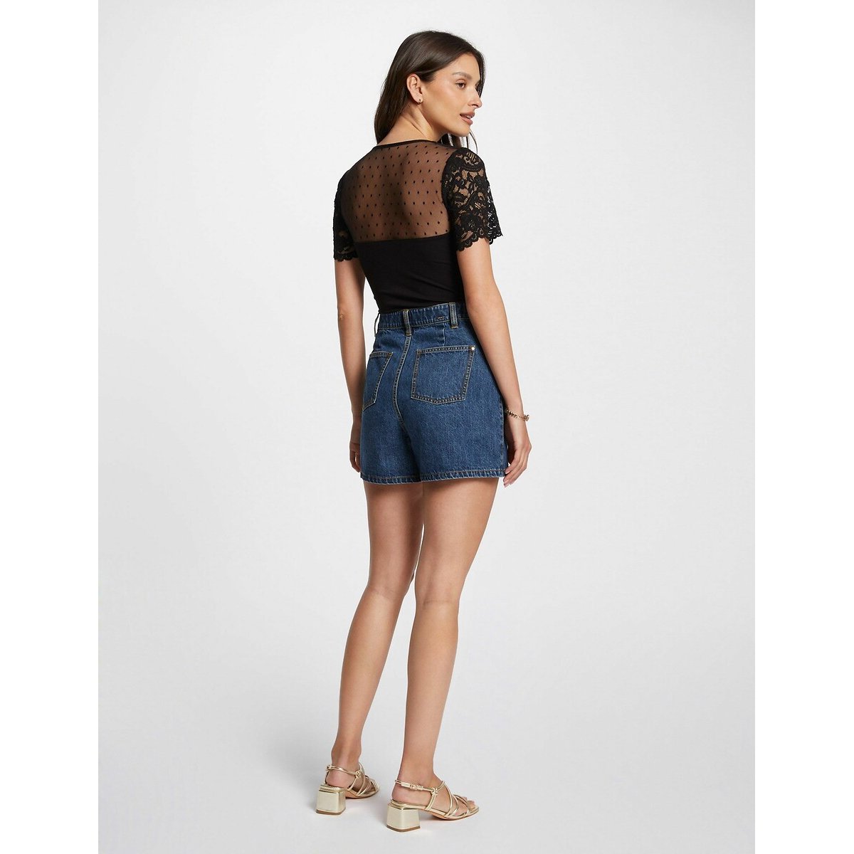 T-shirt manches courtes noir, MORGAN