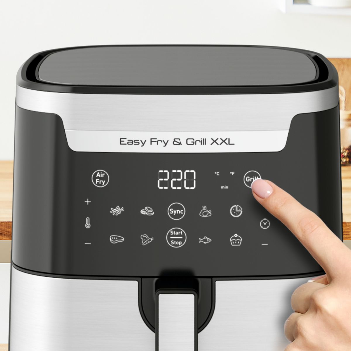 Friteuse sans huile EZ801D10 XXL 2 en 1 air & grill 6L couleur unique, MOULINEX