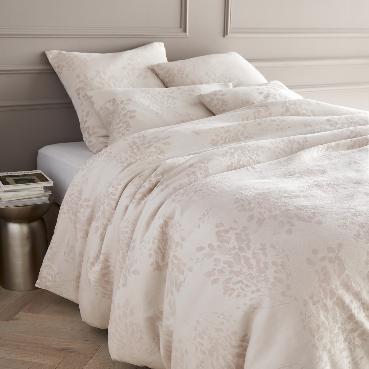 Housse de couette en coton et lin, Songo ivoire/beige poudré, AM.PM