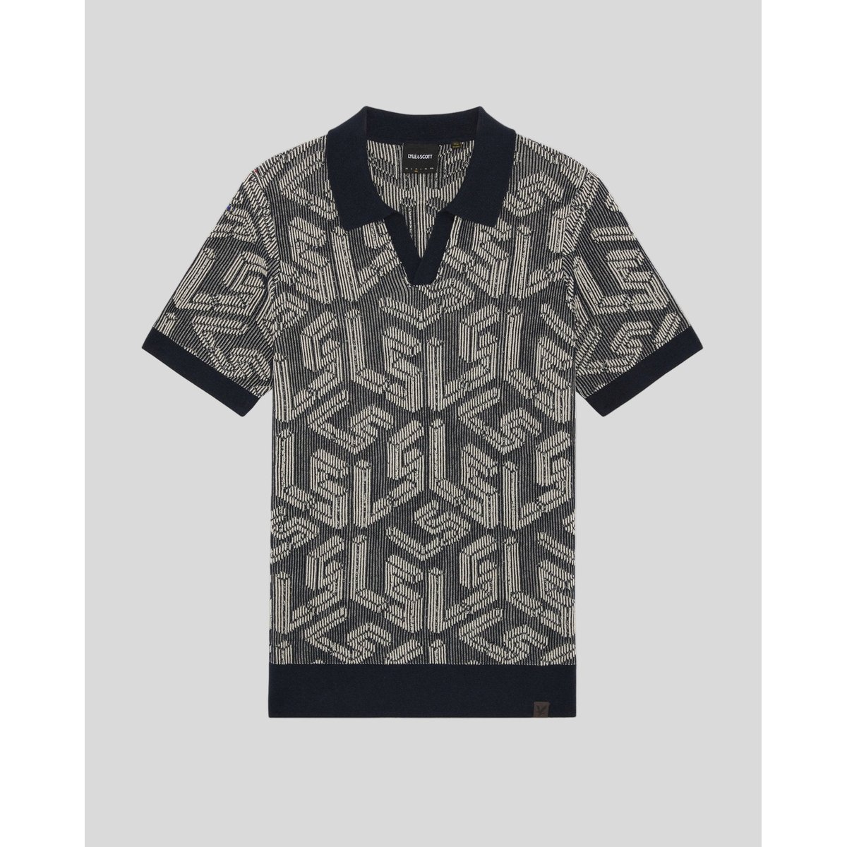 Polo emblème côtelé en maille bleu foncé marine/ crique, LYLE & SCOTT