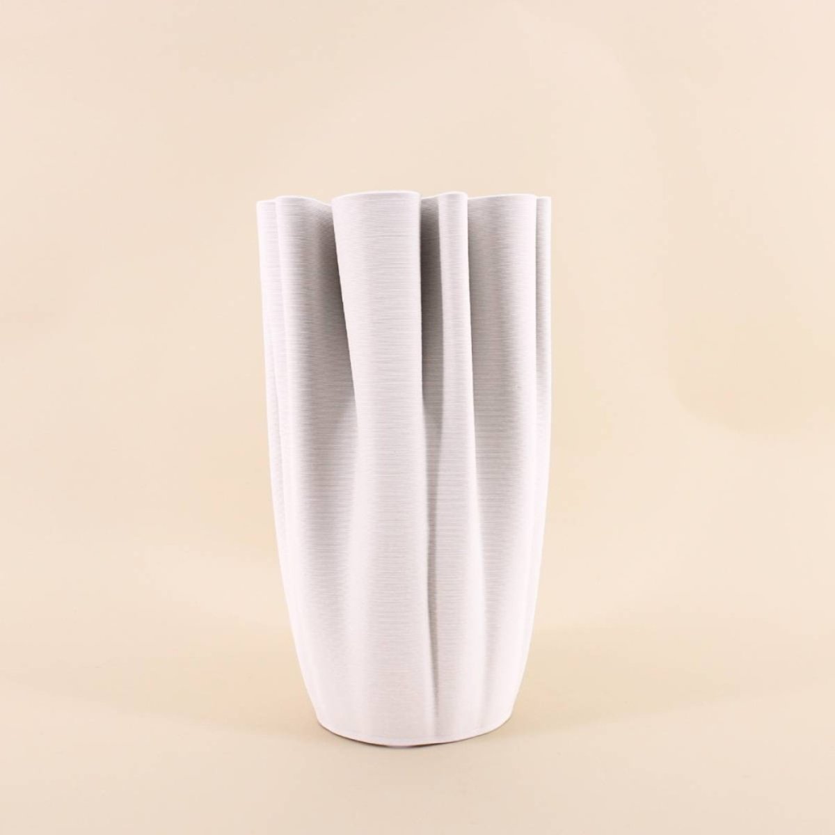 Vase en céramique plissé 3D, H28cm blanc, ORNAMI