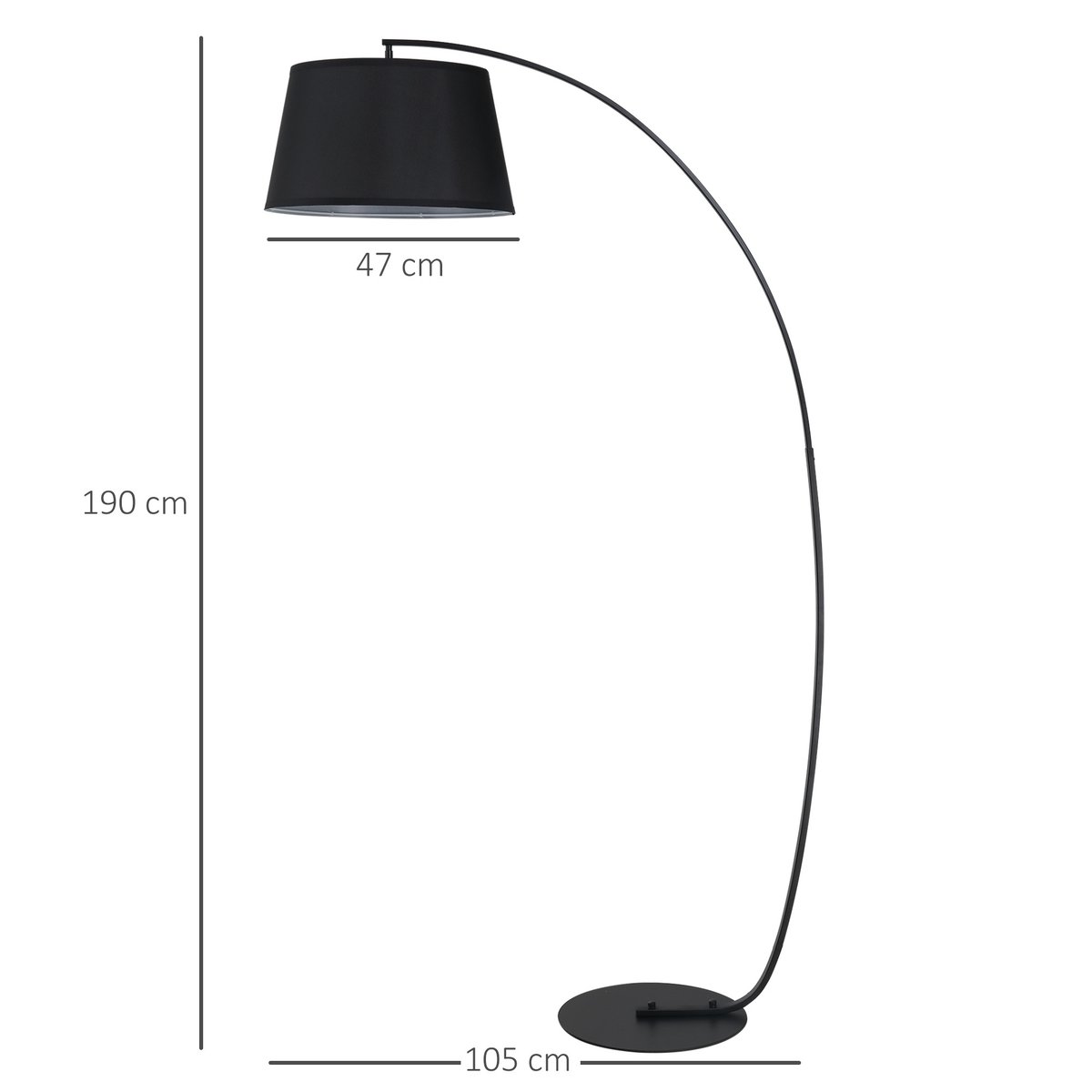Lampadaire Métal Noir noir, HOMCOM