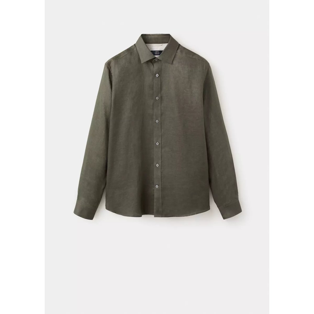 Chemise regular fit 100 % lin vert moyen, MANGO MAN