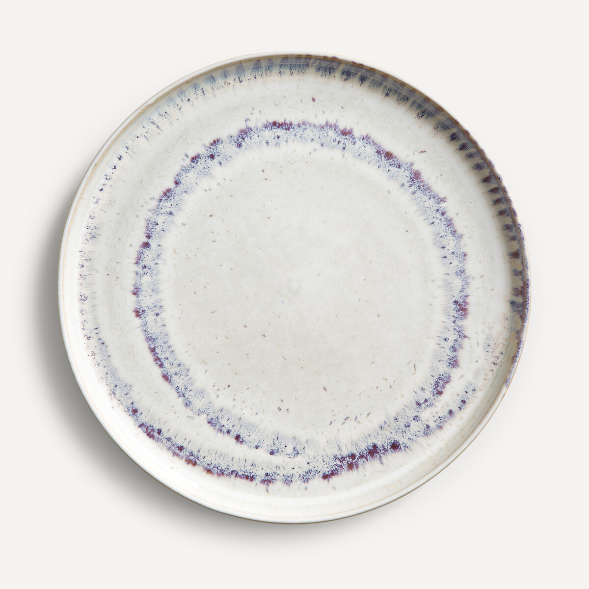Lot 4 assiettes plates grès émail réactif, Traba blanc, AM.PM