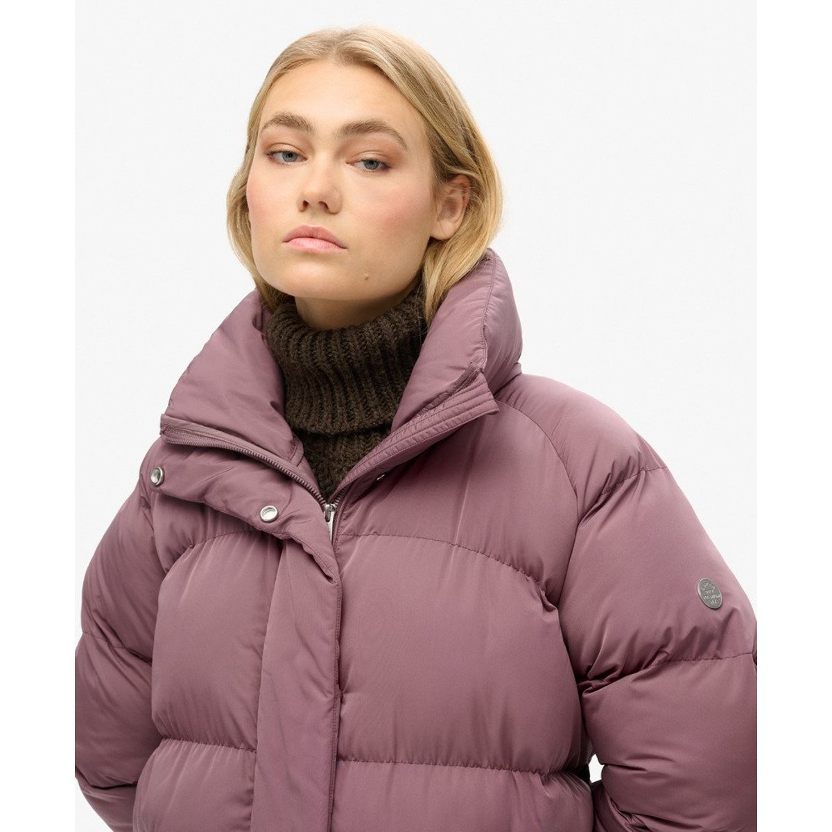 Doudoune longue violet silex, SUPERDRY