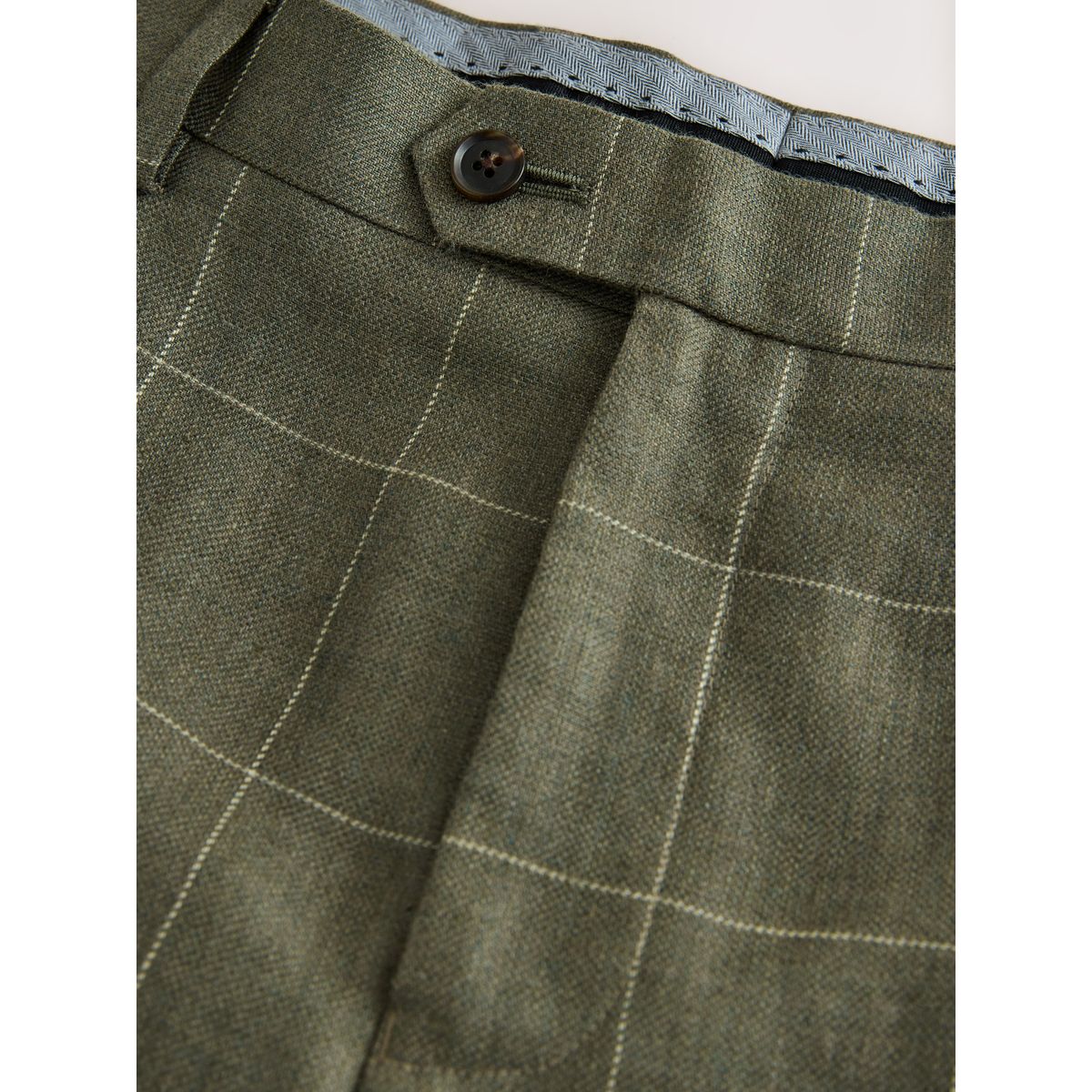 Pantalon de costume ajusté en lin et mérinos signature vert, NEXT